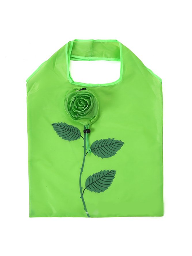 Rose Flower Folding Eco Bag Drawstring Shopping Bag