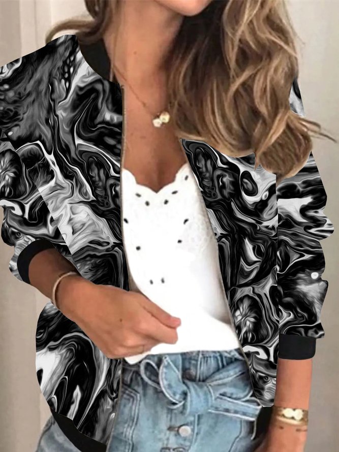 Casual Abstract Long Sleeve Outwear Jacket