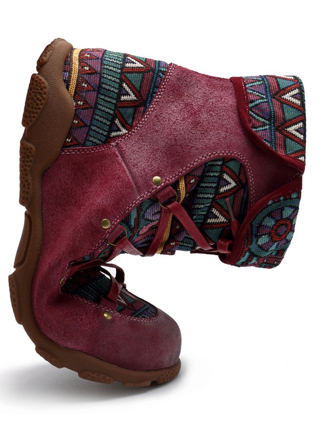 Ethnic Pattern Patchwork Outdoor Boots