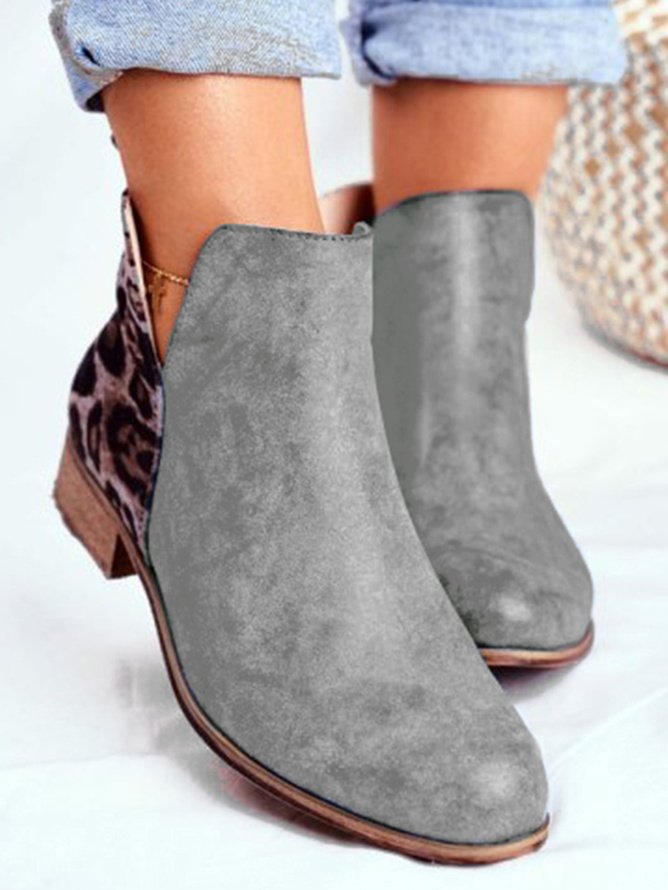 Leopard Print Chunky Heel Booties