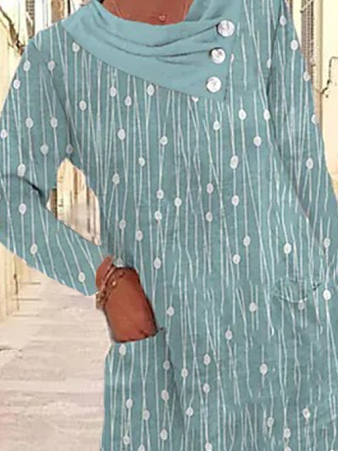 Casual Abstract Long Sleeve Loose Dresses