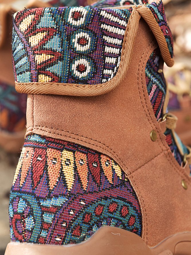 Ethnic Pattern Patchwork Outdoor Boots