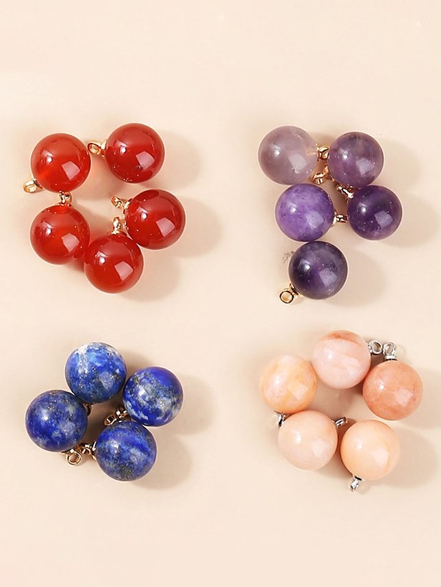 Natural Crystal Jade Lapis Lazuli Amethyst Round Vintage Pendant DIY Jewelry Necklace Accessories