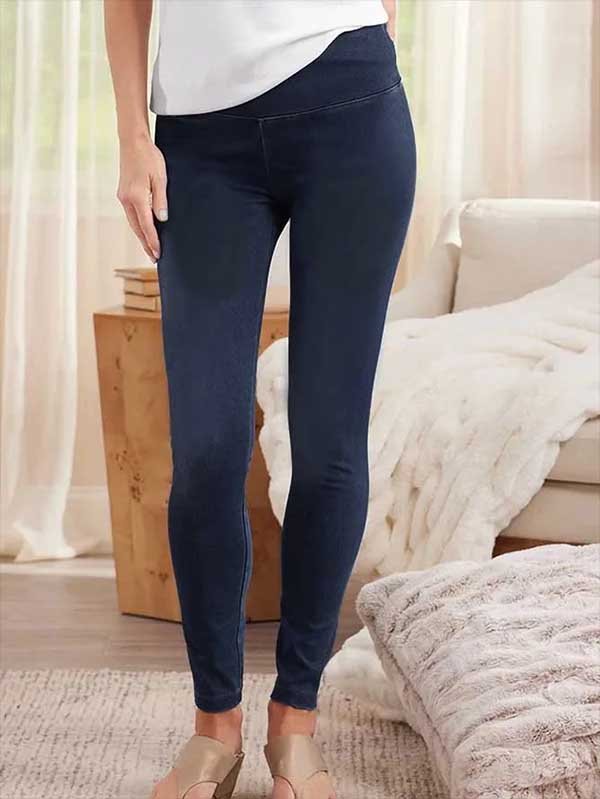 Casual Plain Autumn Natural Daily Tight Denim Legging H-Line Jeans for Women