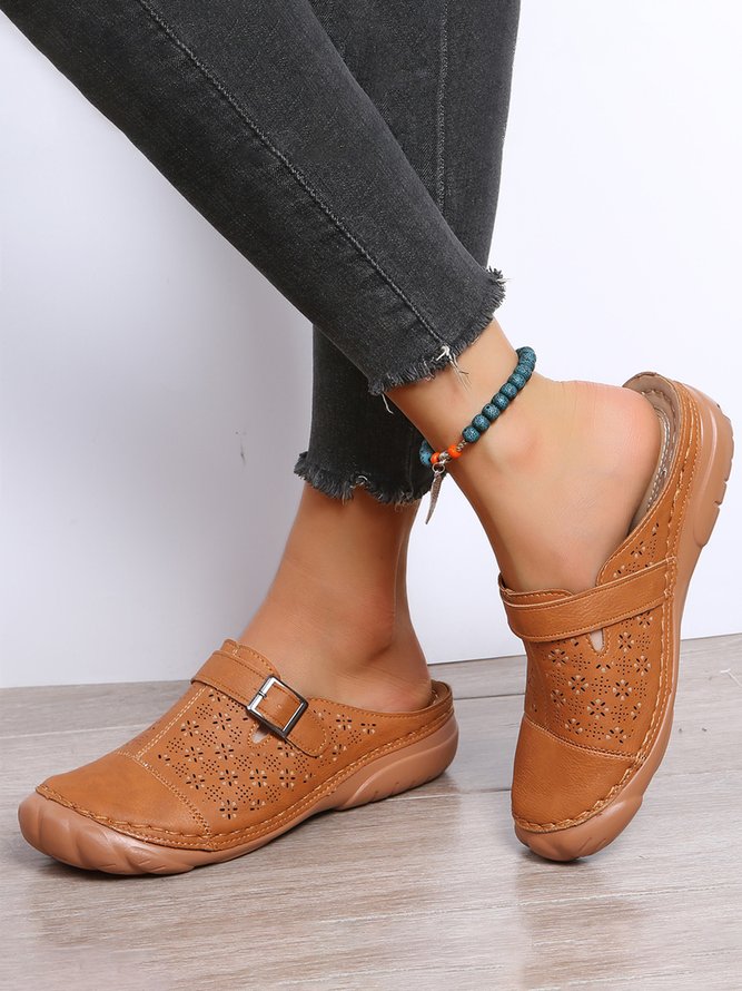 Floral Cutout Breathable Casual Comfort Mules