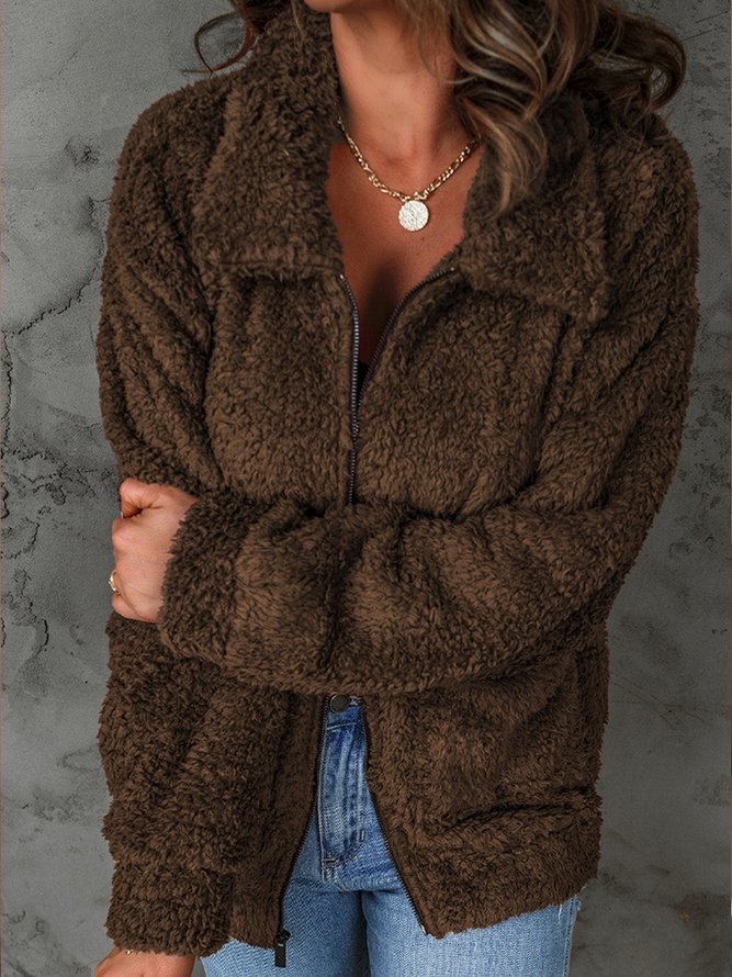 Casual Fluff/Granular Fleece Fabric Teddy Jacket zolucky