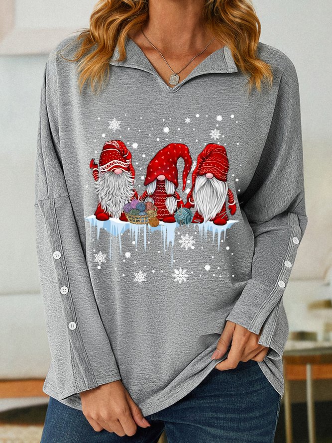 Christmas Graphic Women V Neck Loose Sweatshirt