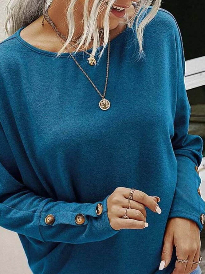 Crew Neck Jersey Loose Tops tunic