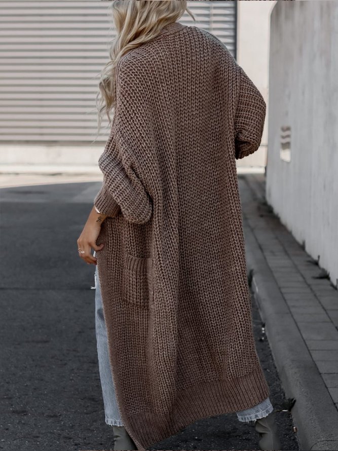 Others Plain Casual Knitted Sweater Coat
