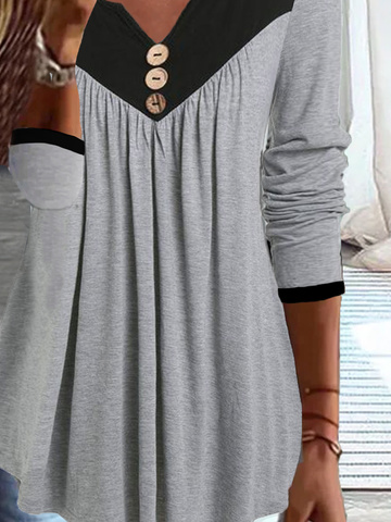 Color Block Loose Tops tunic
