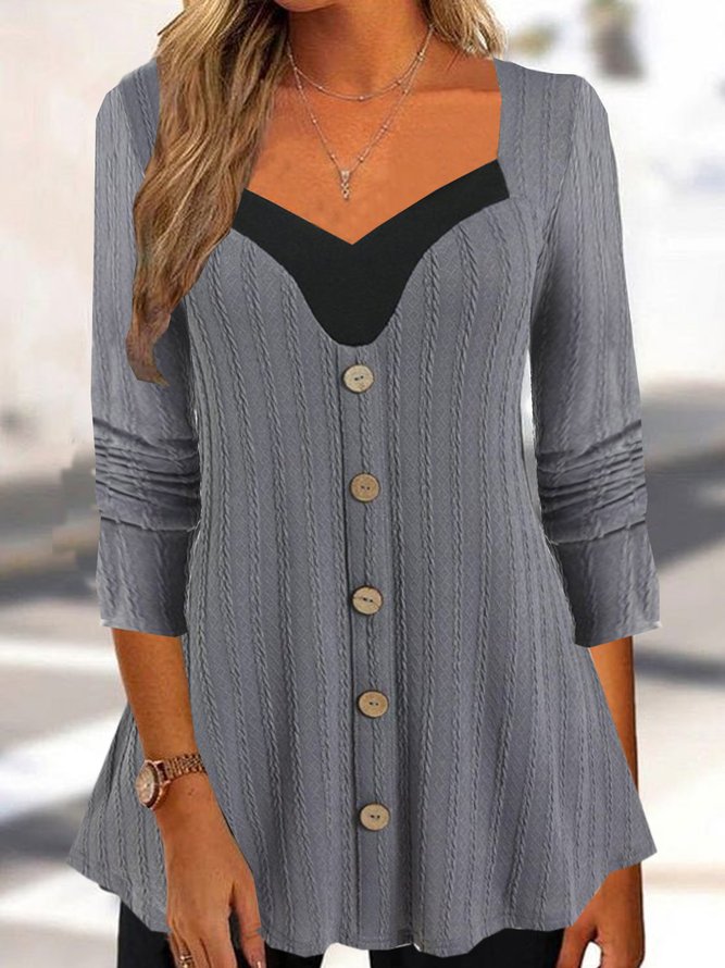Casual Loose V Neck Top Tunic