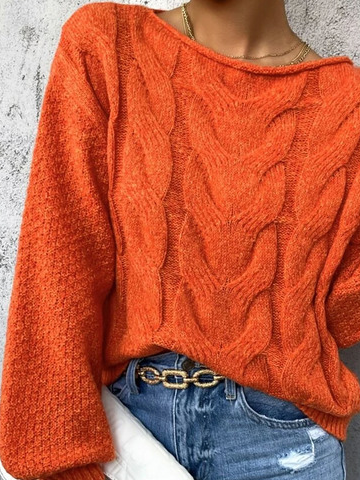 Casual Plain Wool/Knitting Texture Jacquard Sweater