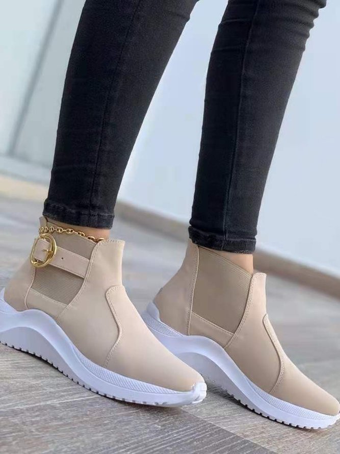 Lightweight Soft Sole Buckle Low Top Casual Sneakers Chelsea Boots