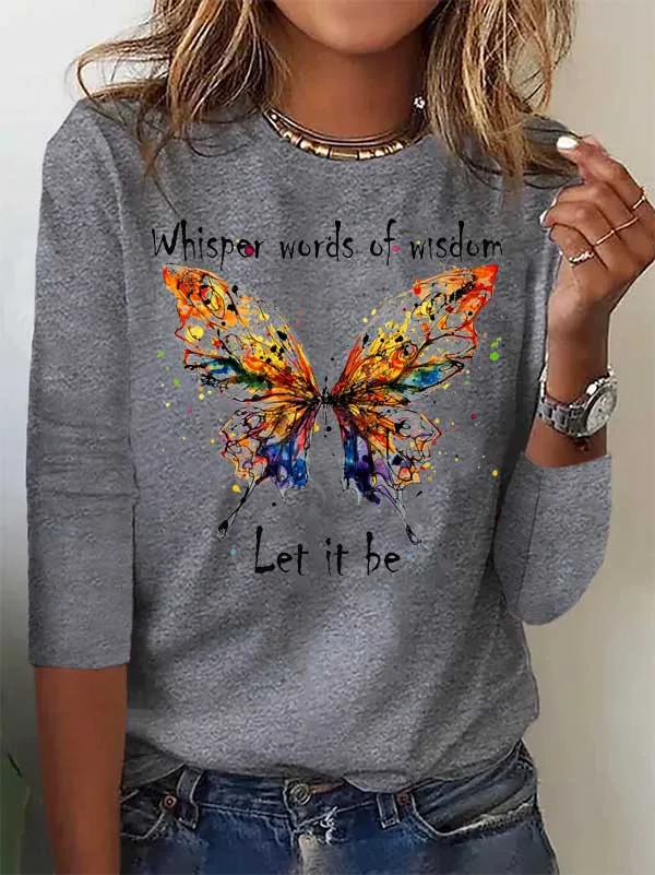 Casual Long Sleeve Turtleneck Butterfly Loose Regular Sweatshirt main image 0