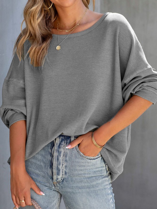 Plain Casual Loose Sweatshirts