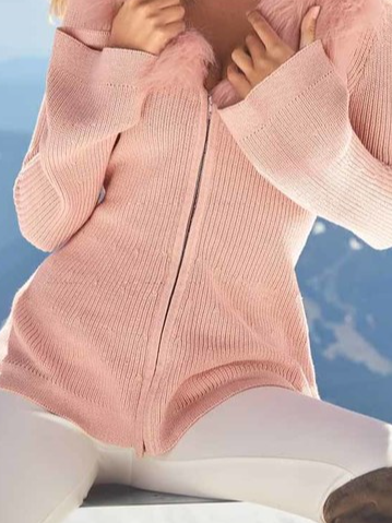 Casual Fluff/Granular Fleece Fabric Sweater Coat
