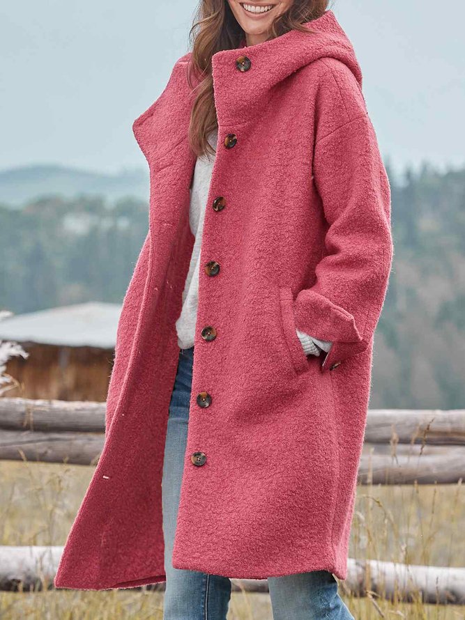 Woolen Hoodie Casual Overcoat