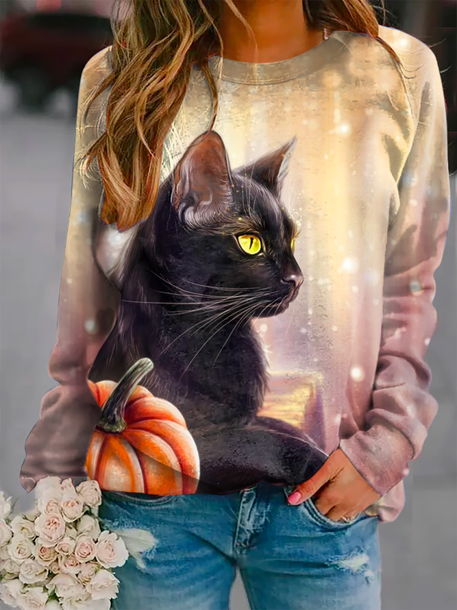 Halloween Pumpkin Printed Casual Sweatshirts