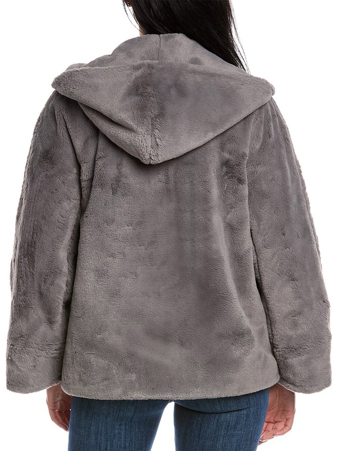 Women Casual Faux Fur Sweater Coat Jacket