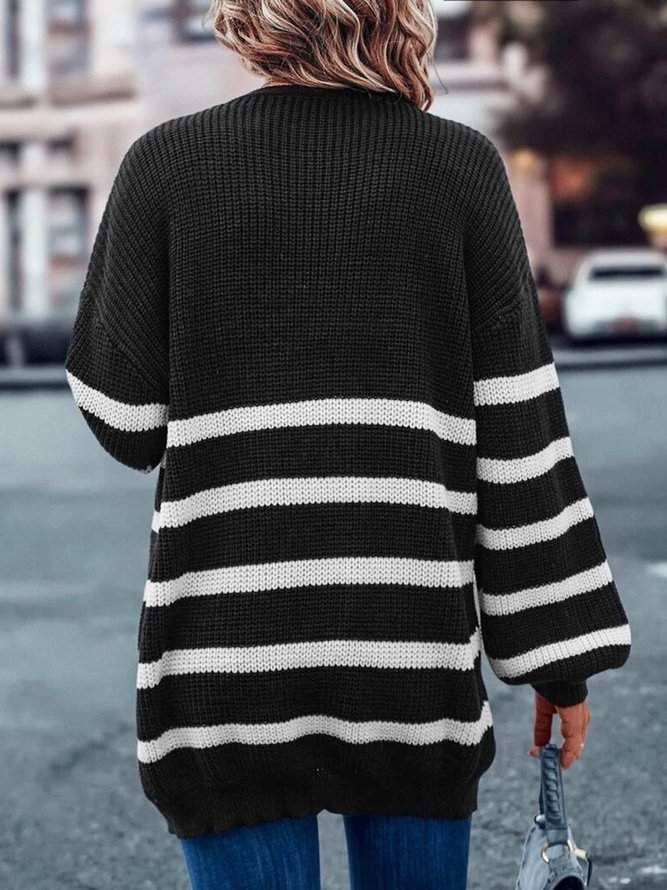 Casual Striped Wool/Knitting Sweater Cardigan Coat