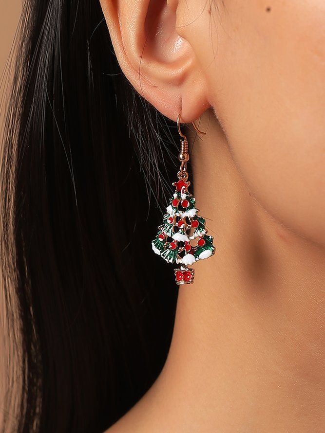 Christmas 3D Christmas Tree Cutout Earrings Holiday Party Earrings Xmas Earrings