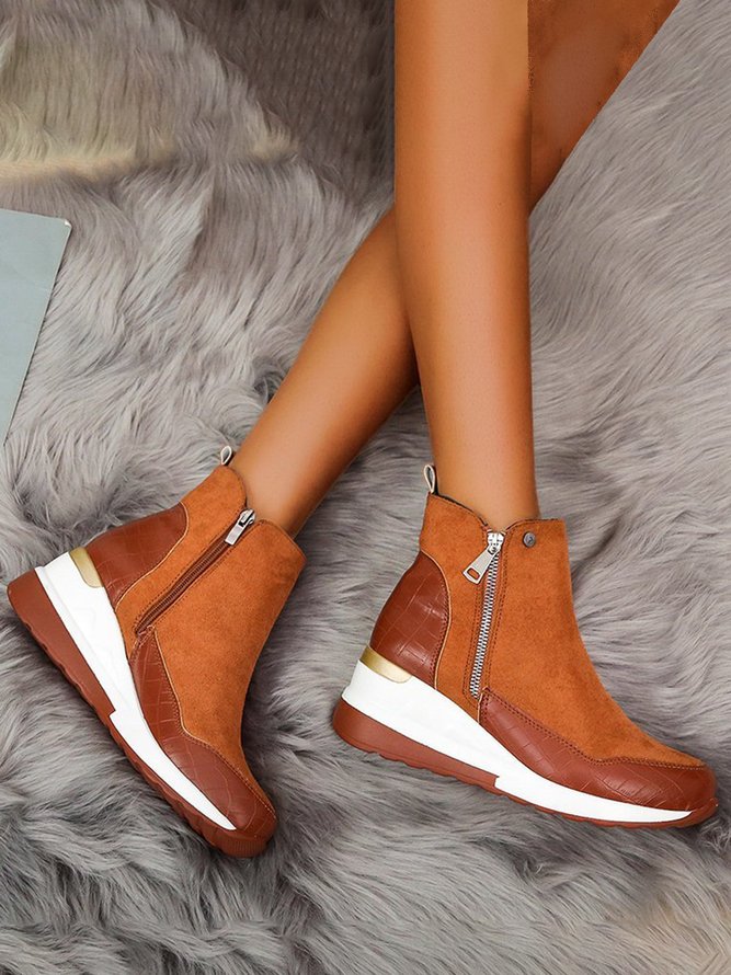 Faux Suede Panel Sports Booties