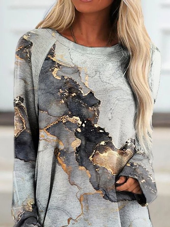 Abstract Casual Tunic Loose T-Shirt