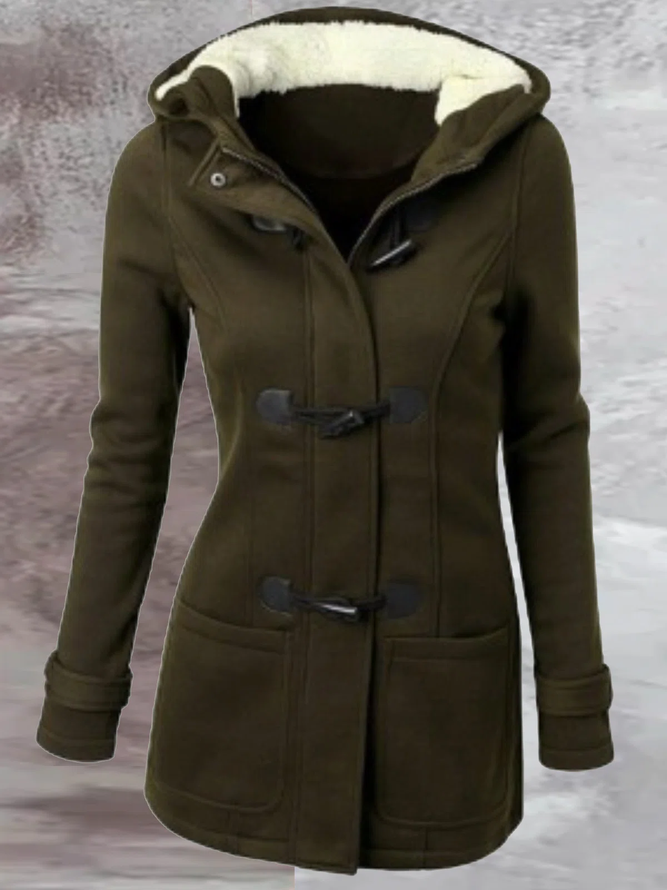 Parka Jacket Green Women Winter Coat Hooded Fleece Coat