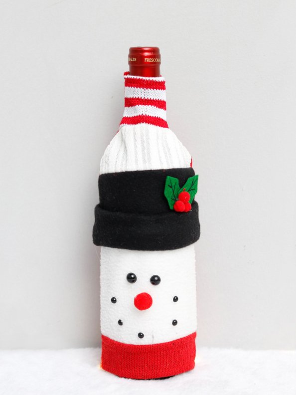 Christmas White Red Clothes Pattern Wine Bottle Ornament Holiday Party Ornament Xmas Decoration