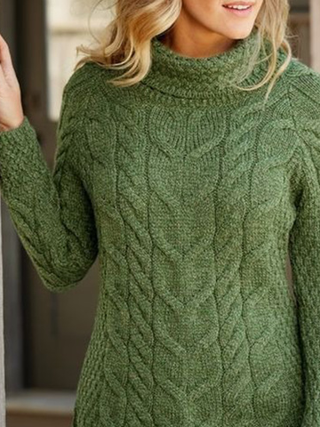 Casual Plain Turtleneck Long sleeve Loose Sweater