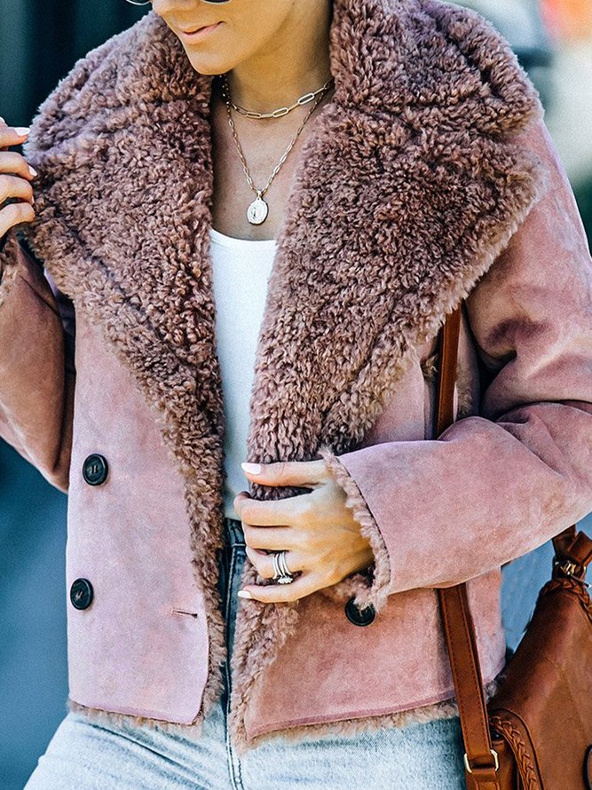 Loose Plain Fluff/Granular Fleece Fabric Teddy Jacket zolucky