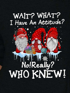 Casual Christmas Santa Claus Long Sleeve Crew Neck Printed Top T-shirt Xmas T-shirt