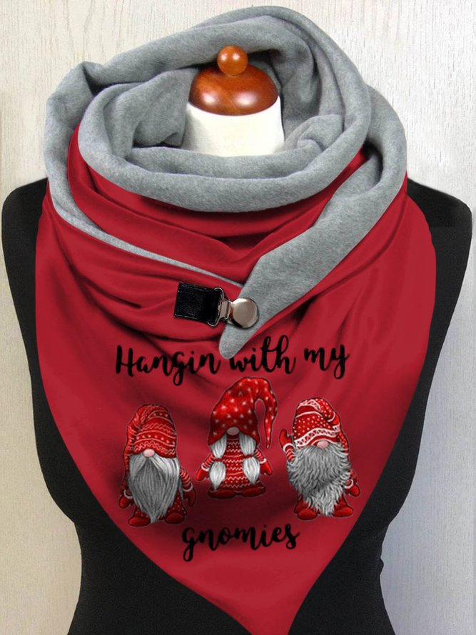 Hangin With My Gnomies Christmas Red Elf Pattern Triangle Scarf Xmas Scarf