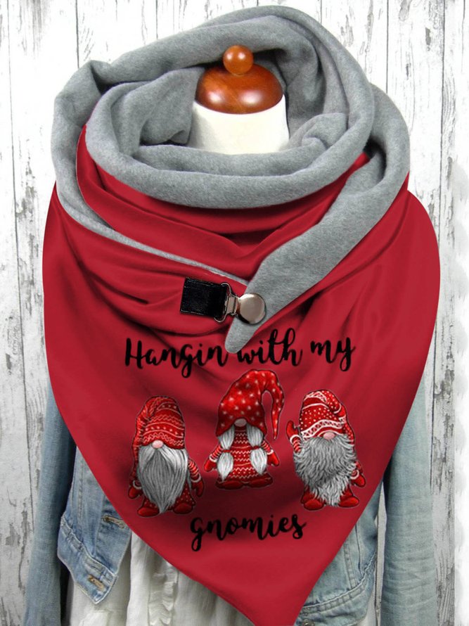 Hangin With My Gnomies Christmas Red Elf Pattern Triangle Scarf Xmas Scarf