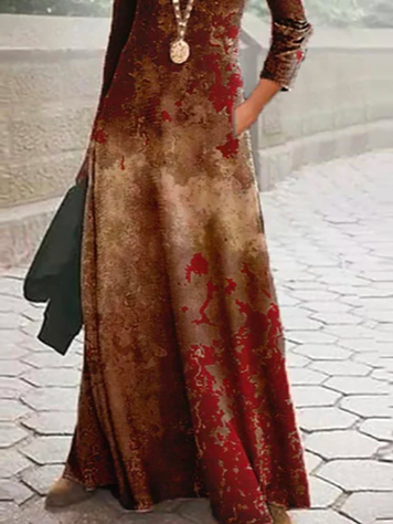Boho Ethnic Crew Neck  Dress