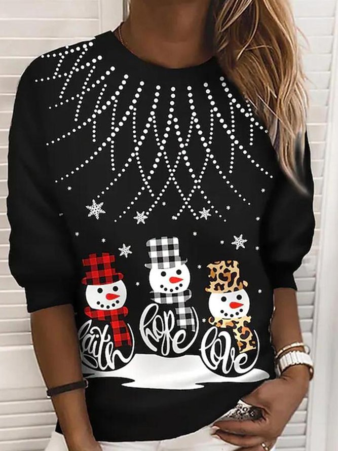 Loose Christmas Snowman Jersey Sweatshirt Xmas Hoodies