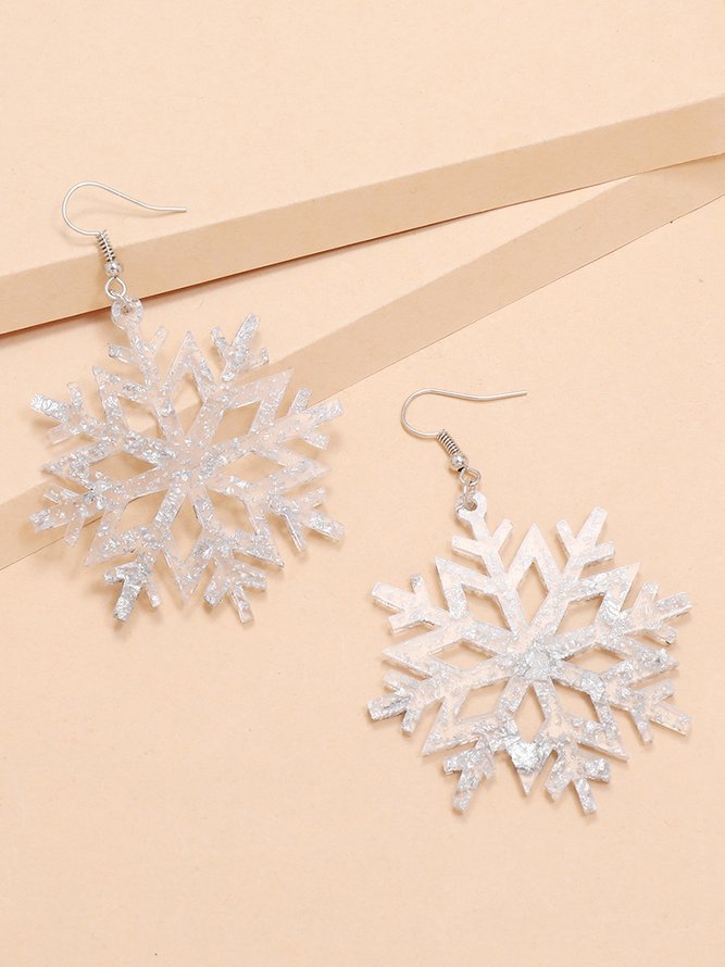 Christmas Clear Snowflake Acrylic Earrings Snowflake Pattern Earrings Xmas Earrings