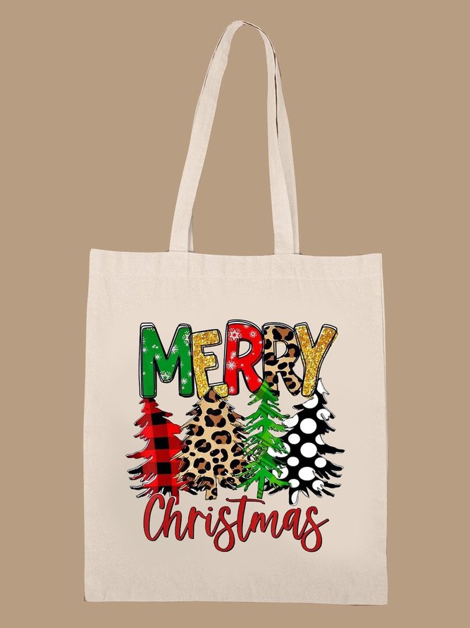 Christmas Shopping Canvas Pagant Totbag Xmas Bag