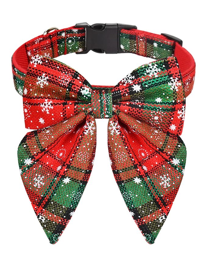 Christmas Plaid Snowflake Pattern Pet Collars Cats Dogs Holiday Decorations Xmas Decoration
