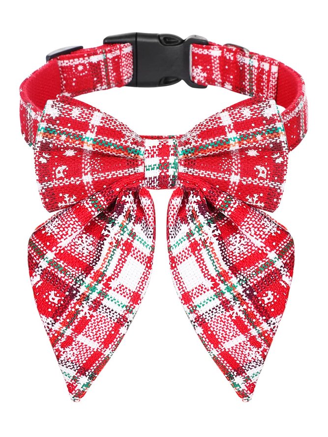 Christmas Plaid Snowflake Pattern Pet Collars Cats Dogs Holiday Decorations Xmas Decoration