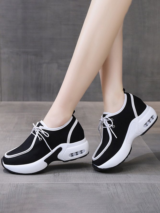 Split Joint Lace-Up Platform Air Cushioned Sneakers