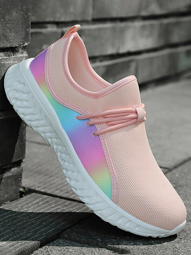 Color Block Mesh Fabric Sneakers