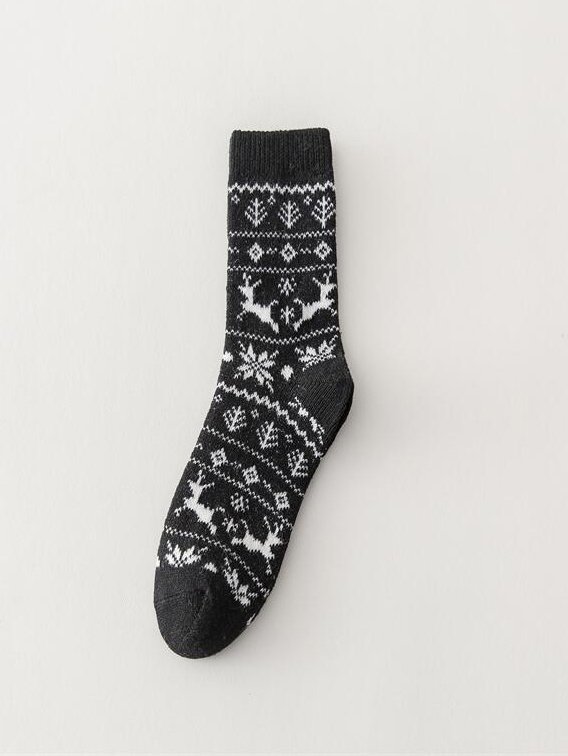 Casual Retro Style Elk Snowflake Socks Christmas Party Accessories Everyday Matching Xmas Socks