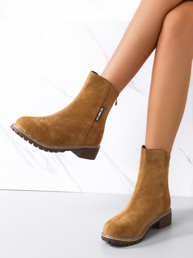 Comfortable Round Toe Back Zip Boots