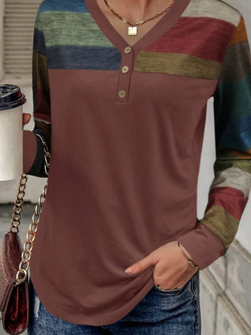 Casual Long Sleeve Crew Neck Printed Top T-shirt