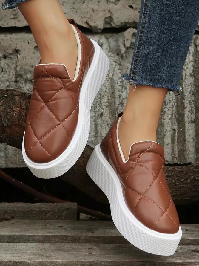 Plus Size Quilted Slip On Platform Shoes