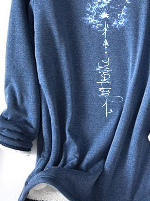 Dandelion Long Sleeve Crew Neck Casual Plush Warmth T-Shirt