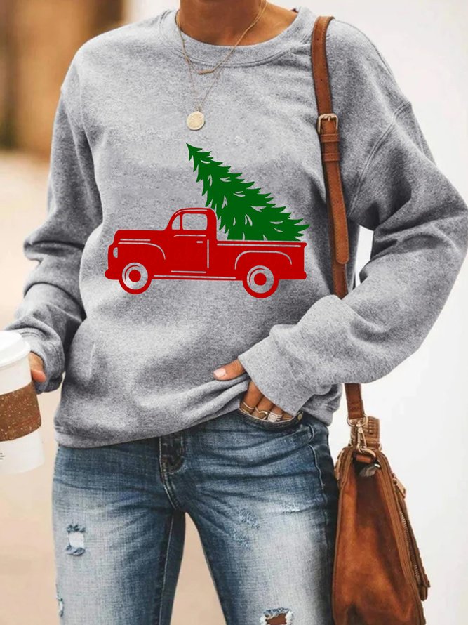 Casual Christmas Long Sleeve Crew Neck Printed Top Sweatshirt Xmas Hoodies