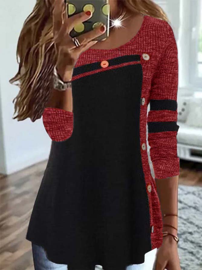 Color Block Loose Casual Top
