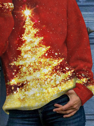 Loose Christmas Tree Plush Sweatshirt Xmas Hoodies